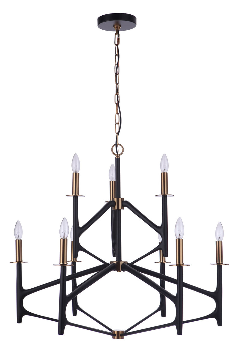 Craftmade - 55529-FBSB - Nine Light Chandelier - The Reserve - Flat Black/Satin Brass