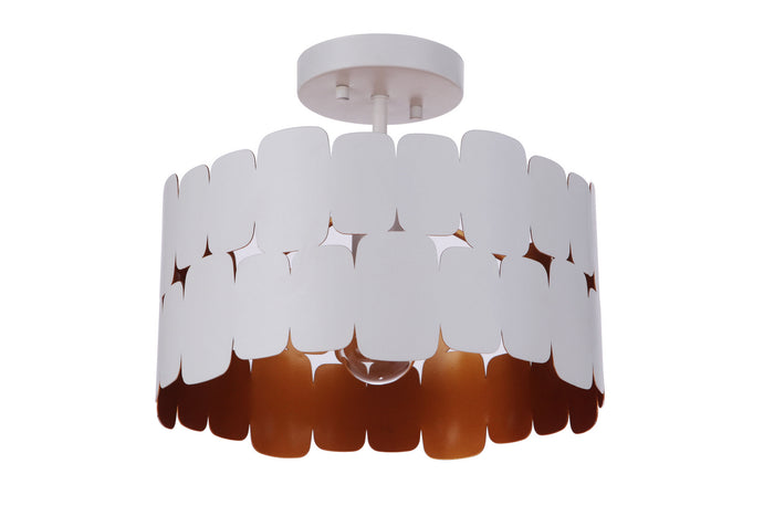 Craftmade One Light Semi Flush Mount from the Sabrina collection in Matte White/Gold Luster finish