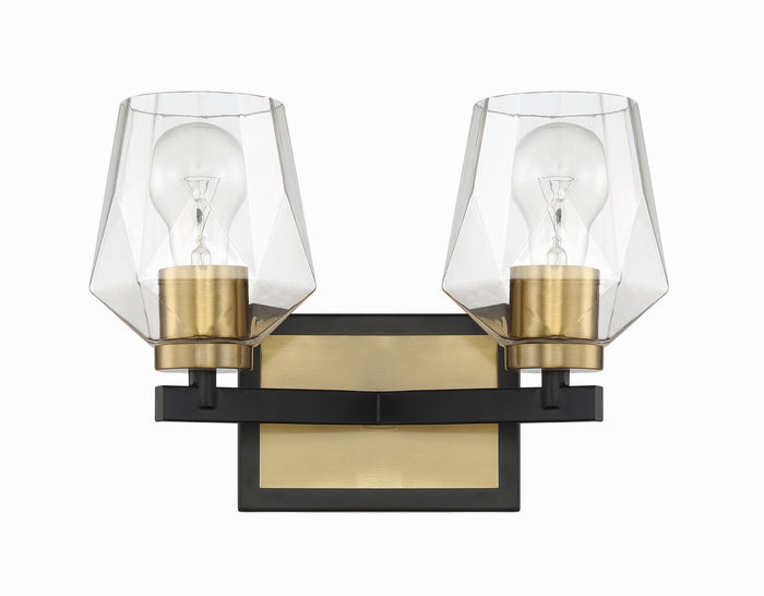 Craftmade Two Light Vanity from the Avante Grand collection in Flat Black/Satin Brass finish