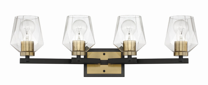 Craftmade Four Light Vanity from the Avante Grand collection in Flat Black/Satin Brass finish