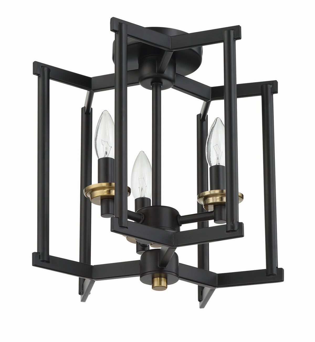 Craftmade - 56953-FBSB - Three Light Convertible Semi Flush/Pendant - Avante Grand - Flat Black/Satin Brass