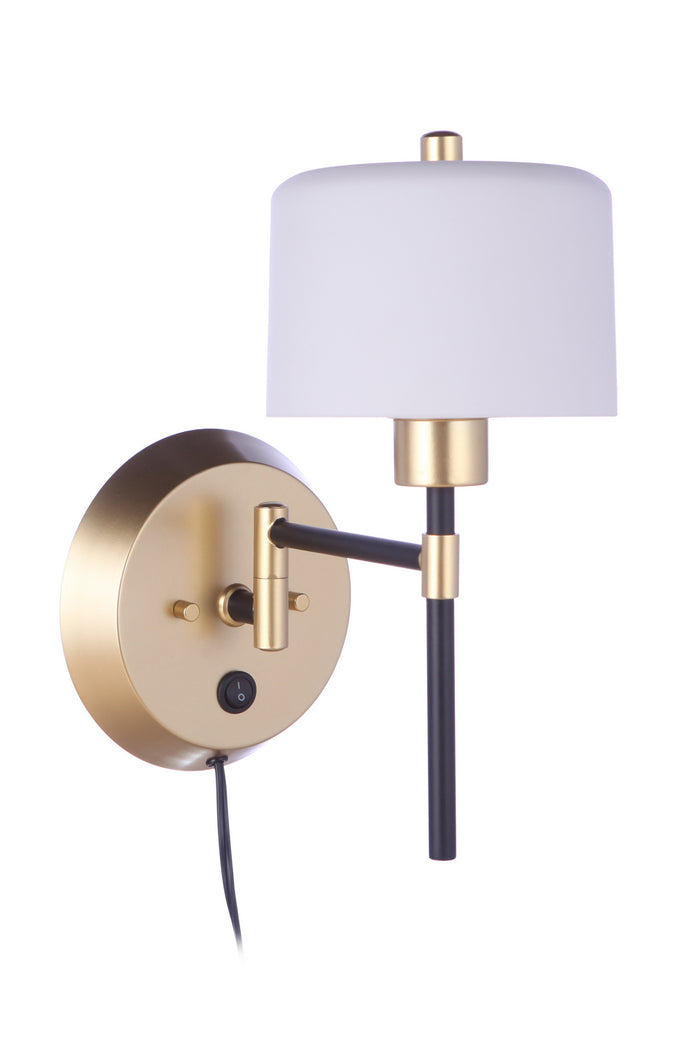 Craftmade One Light Wall Sconce from the Wentworth collection in Flat Black/Sunset Gold finish