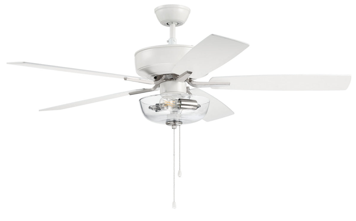 Craftmade - P101WPLN5-52WWOK - 52" Ceiling Fan - Pro Plus 101 - White/Polished Nickel