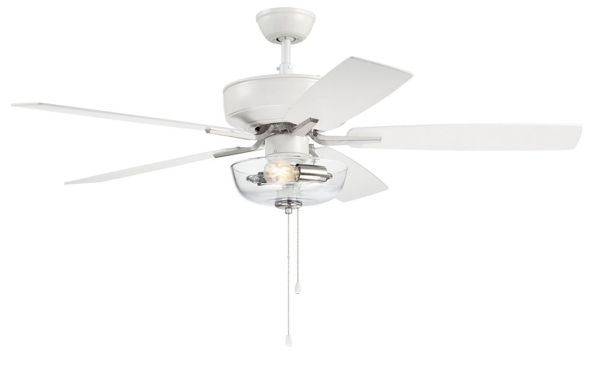 Craftmade - P101WPLN5-52WWOK - 52" Ceiling Fan - Pro Plus 101 - White/Polished Nickel