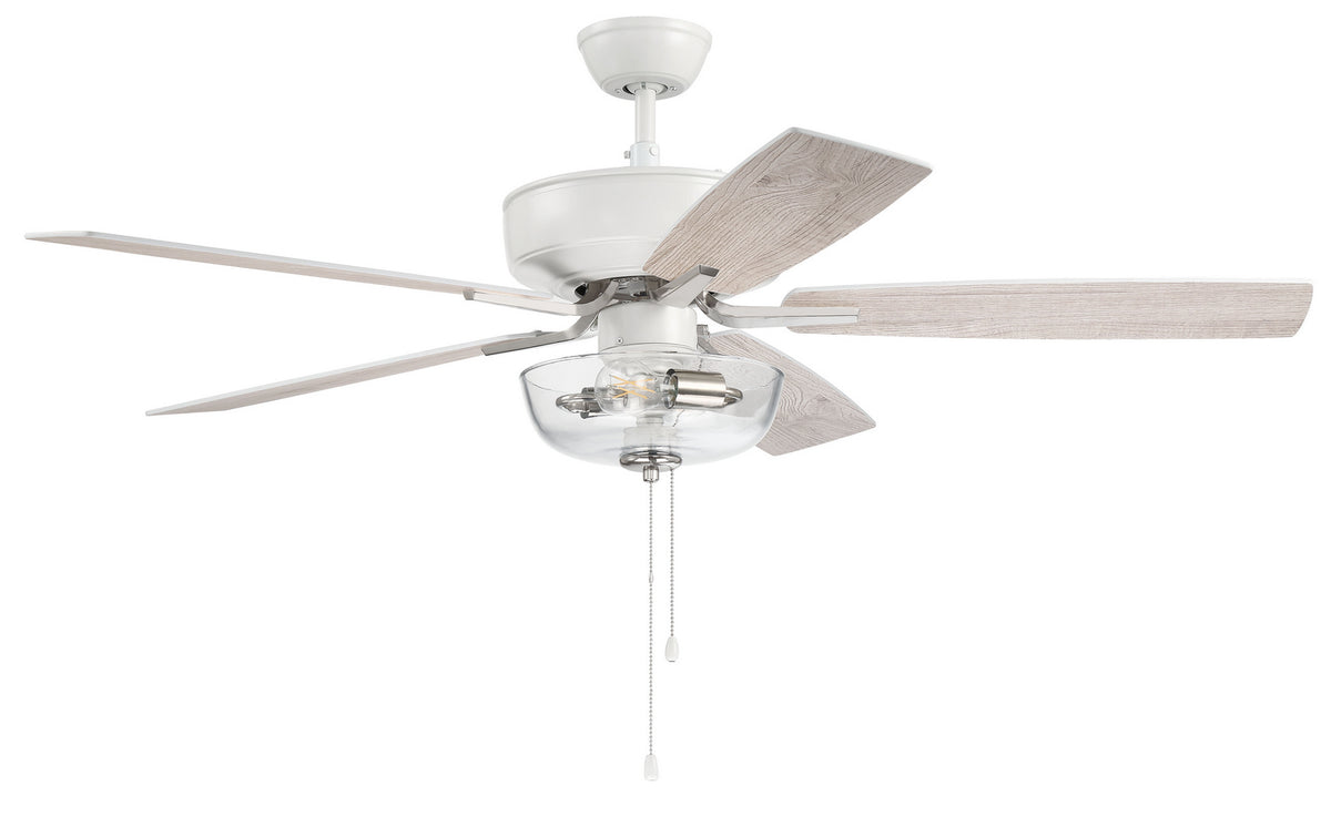 Craftmade - P101WPLN5-52WWOK - 52" Ceiling Fan - Pro Plus 101 - White/Polished Nickel