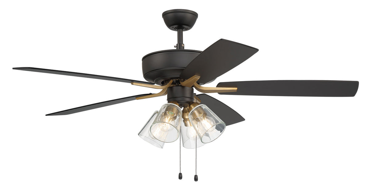 Craftmade - P104FBSB5-52BWNFB - 52" Ceiling Fan - Pro Plus 104 - Flat Black/Satin Brass