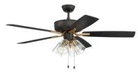Craftmade - P104FBSB5-52BWNFB - 52" Ceiling Fan - Pro Plus 104 - Flat Black/Satin Brass