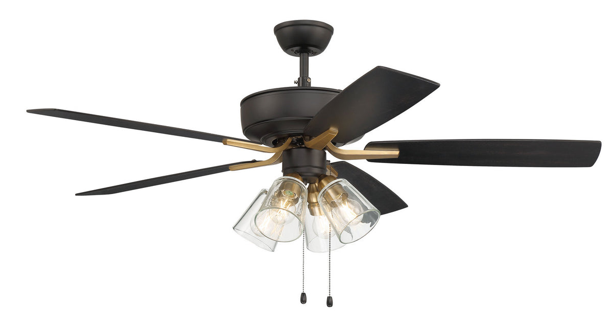 Craftmade - P104FBSB5-52BWNFB - 52" Ceiling Fan - Pro Plus 104 - Flat Black/Satin Brass