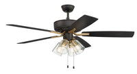 Craftmade - P104FBSB5-52BWNFB - 52" Ceiling Fan - Pro Plus 104 - Flat Black/Satin Brass