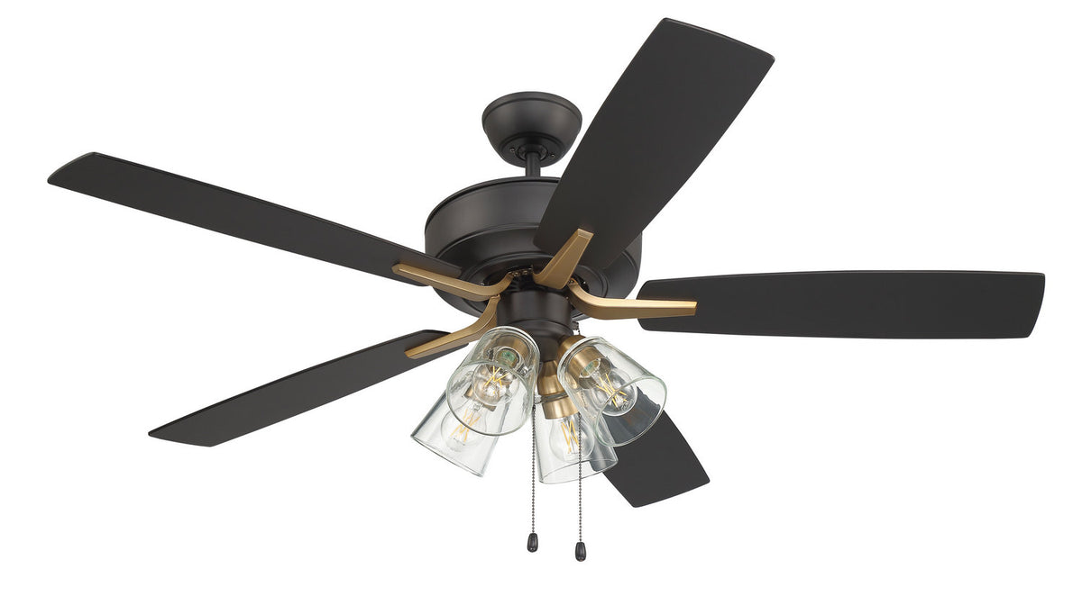 Craftmade - P104FBSB5-52BWNFB - 52" Ceiling Fan - Pro Plus 104 - Flat Black/Satin Brass