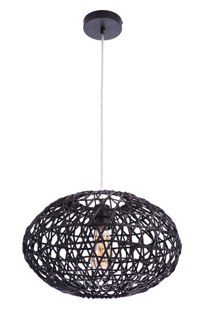 Craftmade One Light Pendant from the Natural Pendant collection in Flat Black finish
