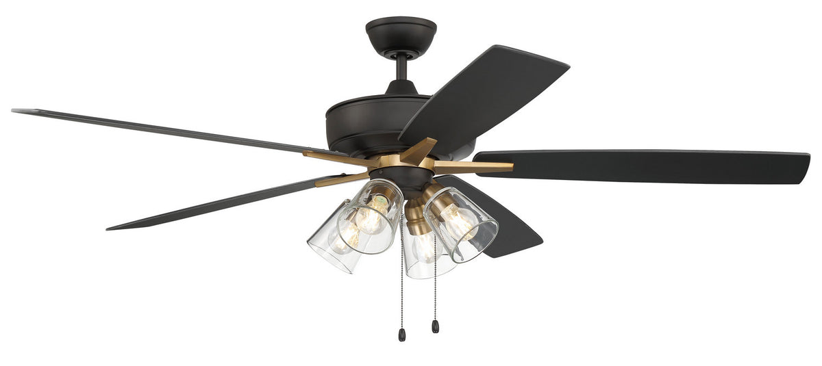 Craftmade - S104FBSB5-60BWNFB - 60" Ceiling Fan - Super Pro 104 - Flat Black/Satin Brass
