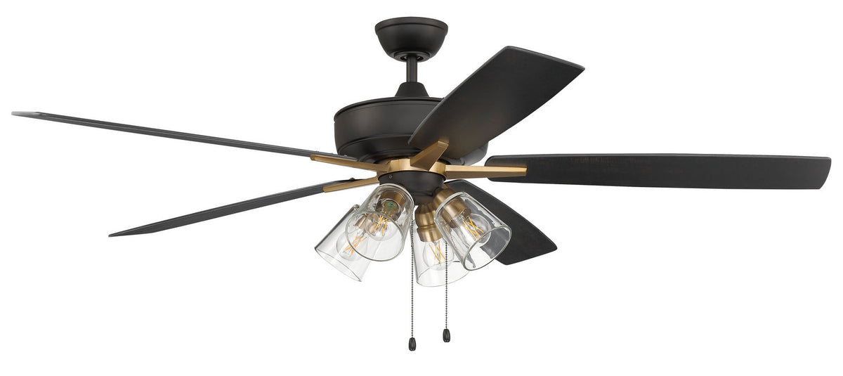 Craftmade - S104FBSB5-60BWNFB - 60" Ceiling Fan - Super Pro 104 - Flat Black/Satin Brass