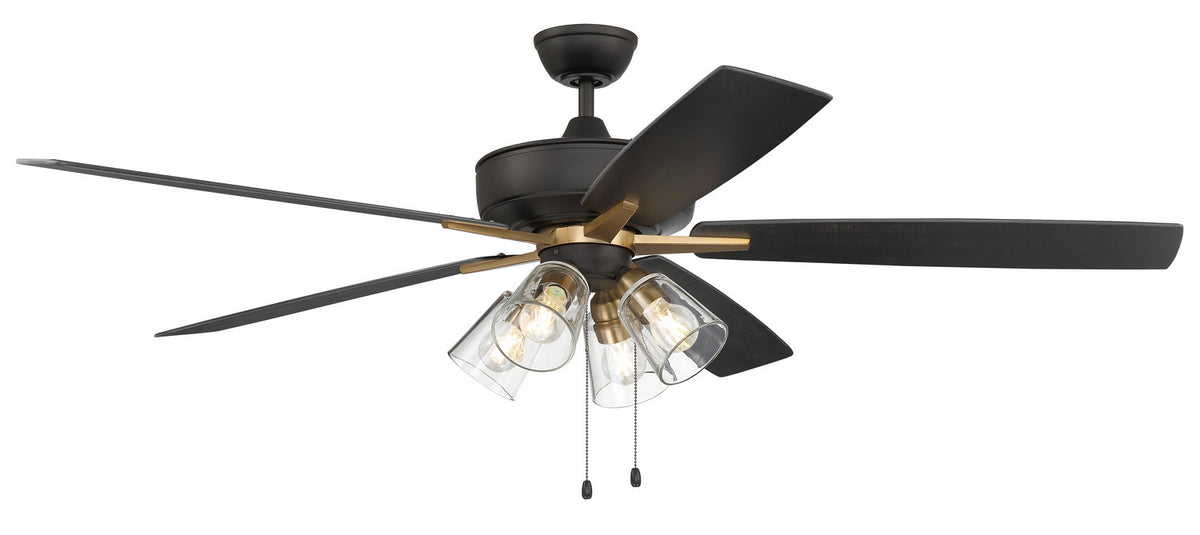 Craftmade - S104FBSB5-60BWNFB - 60" Ceiling Fan - Super Pro 104 - Flat Black/Satin Brass