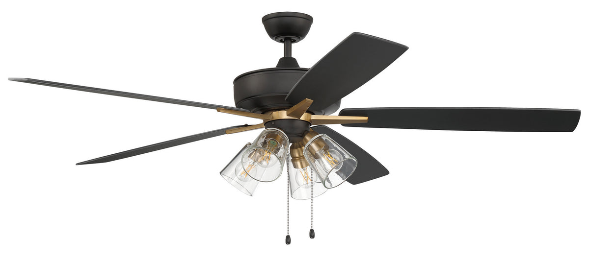 Craftmade - S104FBSB5-60BWNFB - 60" Ceiling Fan - Super Pro 104 - Flat Black/Satin Brass