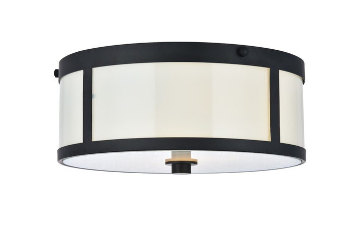 Elegant Lighting Two light Flush Mount from the Hadrian collection in Flat Black And White finish