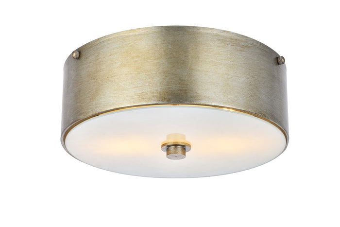 Elegant Lighting Two light Flush Mount from the Hazen collection in Vintage Silver And White finish