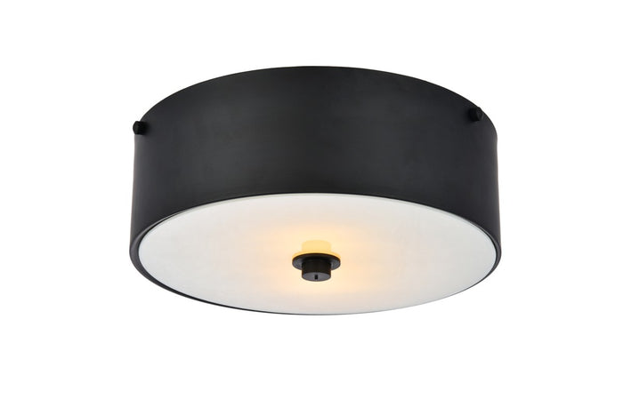 Elegant Lighting Two light Flush Mount from the Hazen collection in Flat Black And White finish