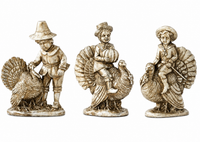 Design Shop Assorted 7.25 Inch Antique Silver Resin Children with Turkeys, Set of 3
