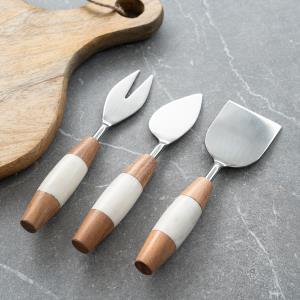 Design Shop White Stone & Wood Spreader S/4