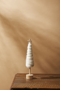 Design Shop White Wooly Tree, 3.25" X 12.75", Set of 2.