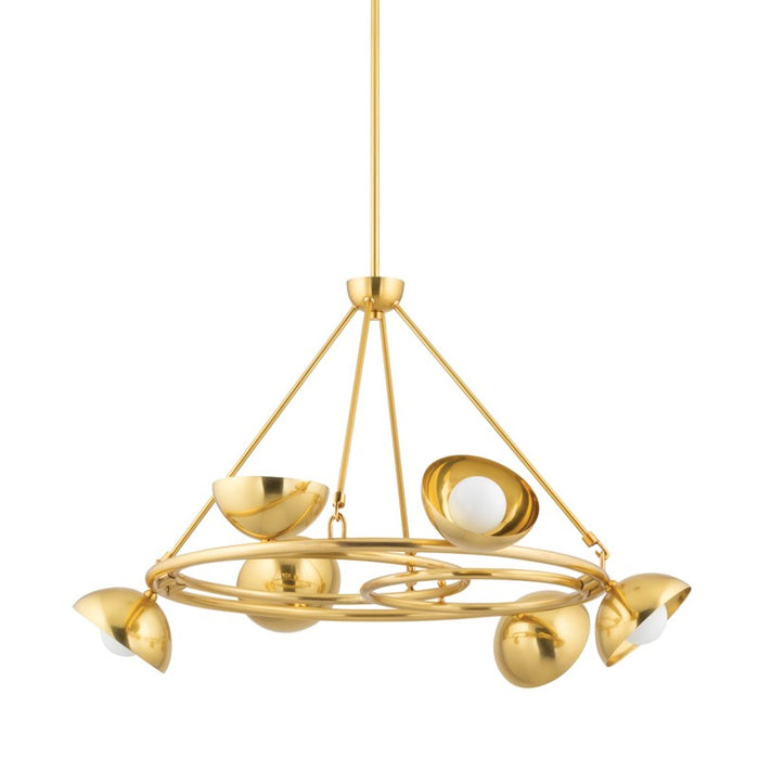 Corbett Lighting Six Light Chandelier from the Oraibi collection in Vintage Brass finish