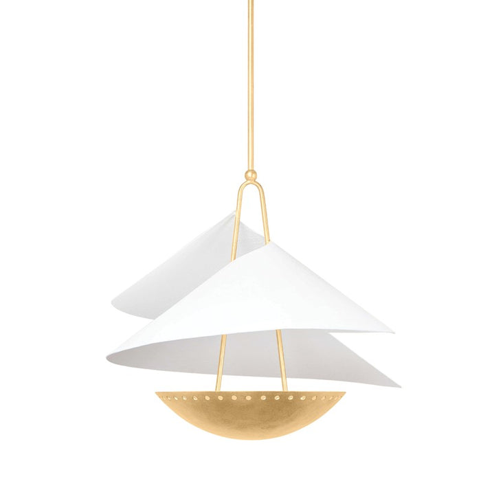 Corbett Lighting Three Light Pendant from the Carini collection in Vintage Gold Leaf/Gesso White finish