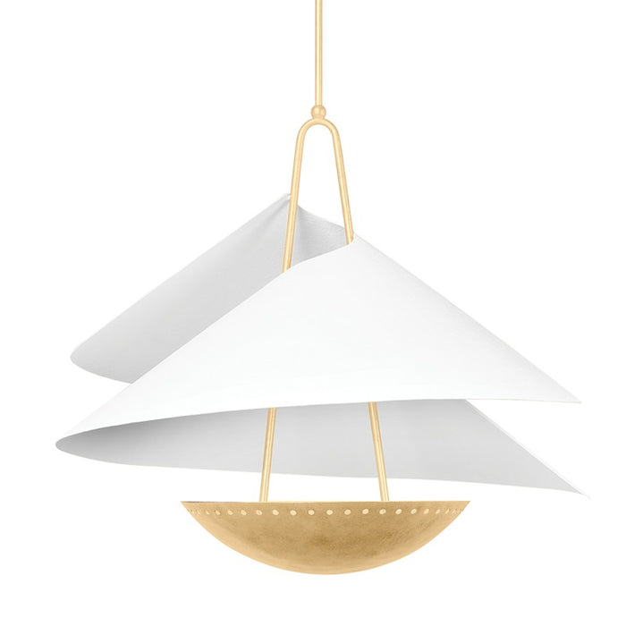 Corbett Lighting Four Light Pendant from the Carini collection in Vintage Gold Leaf/Gesso White finish