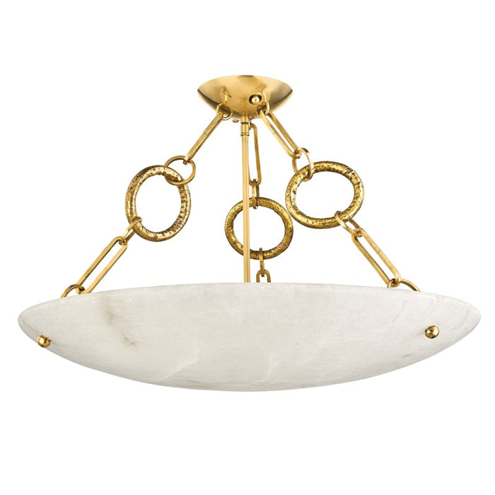 Corbett Lighting Six Light Semi Flush Mount from the Yadira collection in Vintage Brass finish