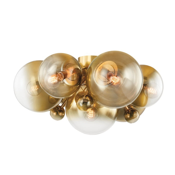 Corbett Lighting Seven Light Flush Mount from the Kyoto collection in Vintage Polished Brass finish