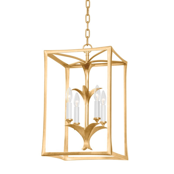 Corbett Lighting Four Light Lantern from the Bergamo collection in Vintage Gold Leaf finish