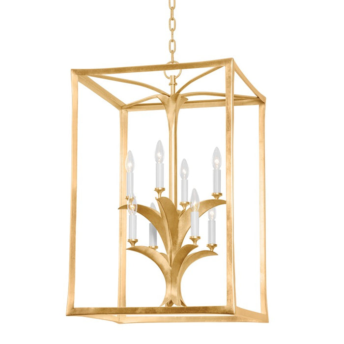 Corbett Lighting Eight Light Lantern from the Bergamo collection in Vintage Gold Leaf finish