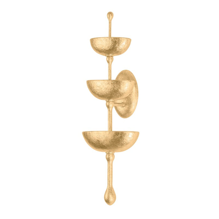 Corbett Lighting Six Light Wall Sconce from the Aura collection in Vintage Gold Leaf finish