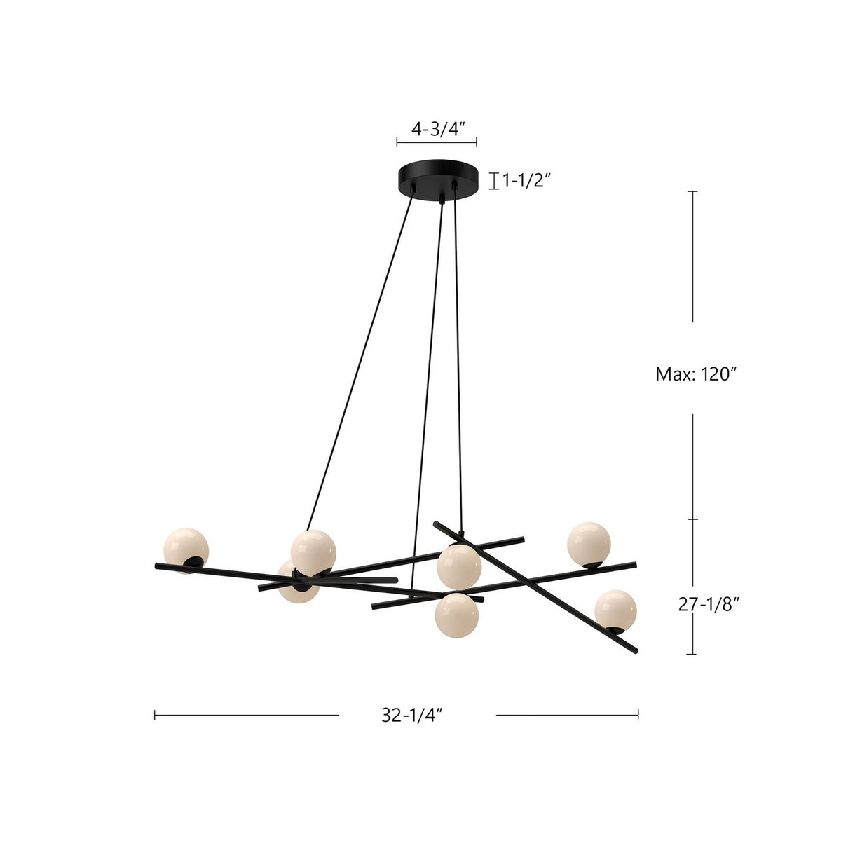 Kuzco Lighting - CH89854-BK/GO - LED Chandelier - Amara - Black/Glossy Opal Glass