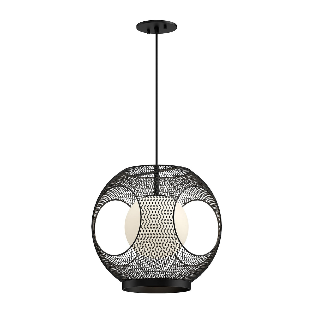 Kuzco Lighting - EP56913-BK/OP - One Light Exterior Pendant - Kona - Black/Opal Glass