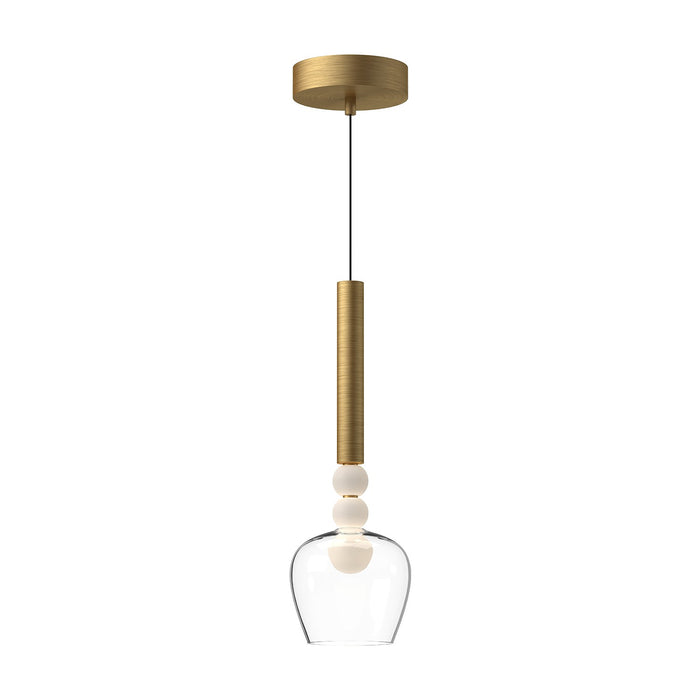 Kuzco Lighting LED Pendant from the Rise collection in Black/Clear|Brushed Gold/Clear finish