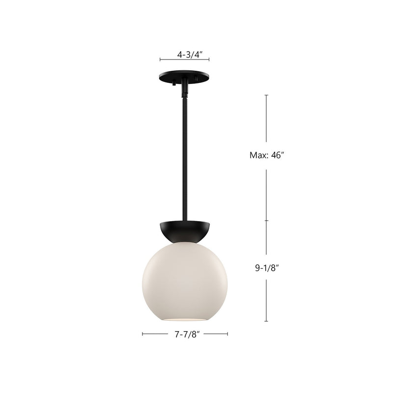 Kuzco Lighting - PD59708-BK/OP - One Light Pendant - Arcadia - Black/Opal Glass