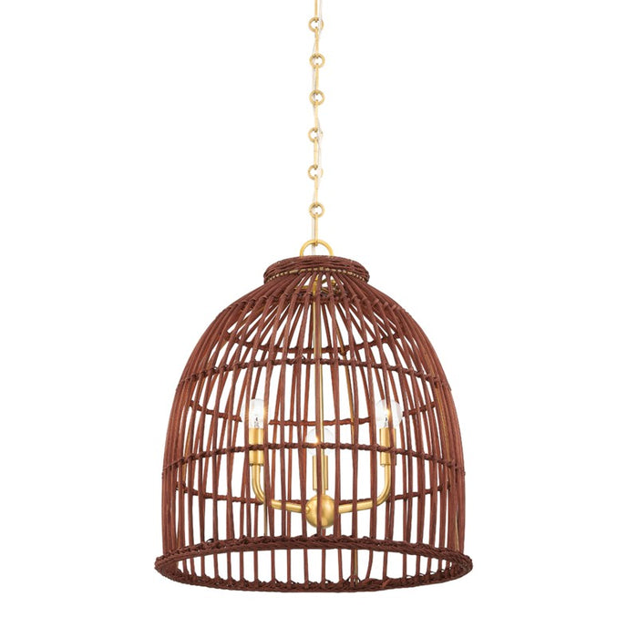 Hudson Valley Three Light Pendant from the Jordan collection in Aged Brass finish