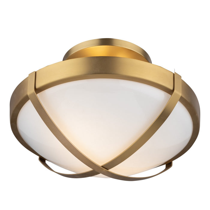 Artcraft Two Light Flush Mount from the Cara collection in Brushed Brass finish