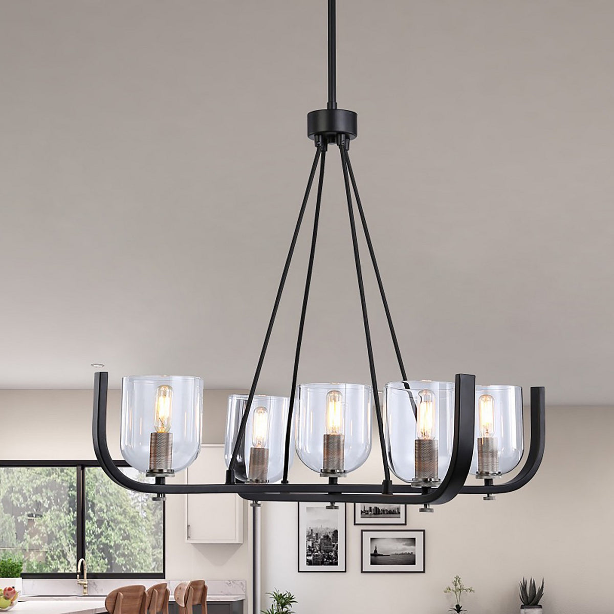 Artcraft - AC11746NB - Five Light Chandelier - Cheshire - Black & Nickel