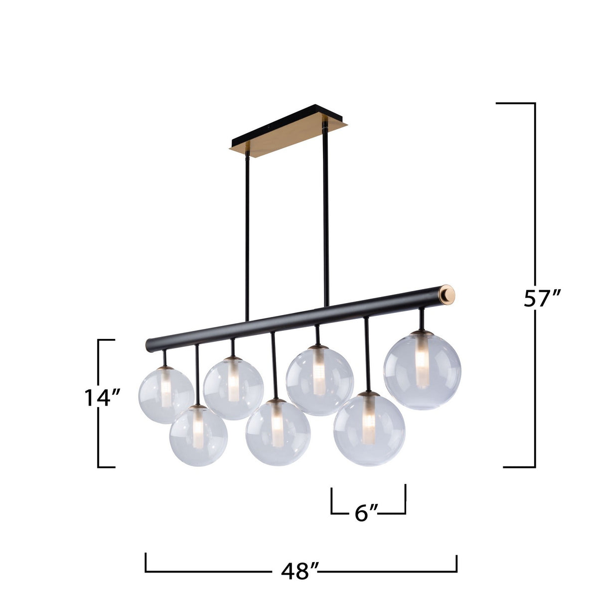 Artcraft - AC11767VB - Seven Light Island Pendant - Aurelia - Matte Black & Brass