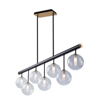 Artcraft Seven Light Island Pendant from the Aurelia collection in Matte Black & Brass finish