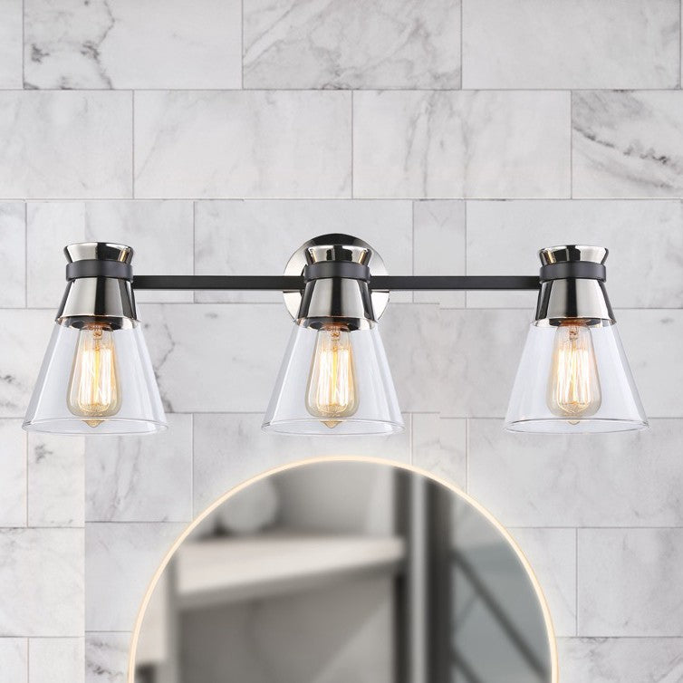 Artcraft - AC11803NB - Three Light Vanity - Kanata - Black & Polished Nickel