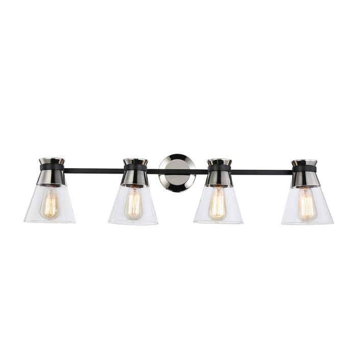 Artcraft Four Light Vanity from the Kanata collection in Black & Brushed Nickel finish