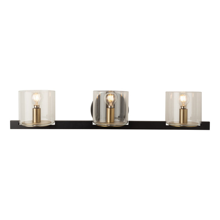 Artcraft Three Light Vanity from the Salinas collection in Black and Brass finish