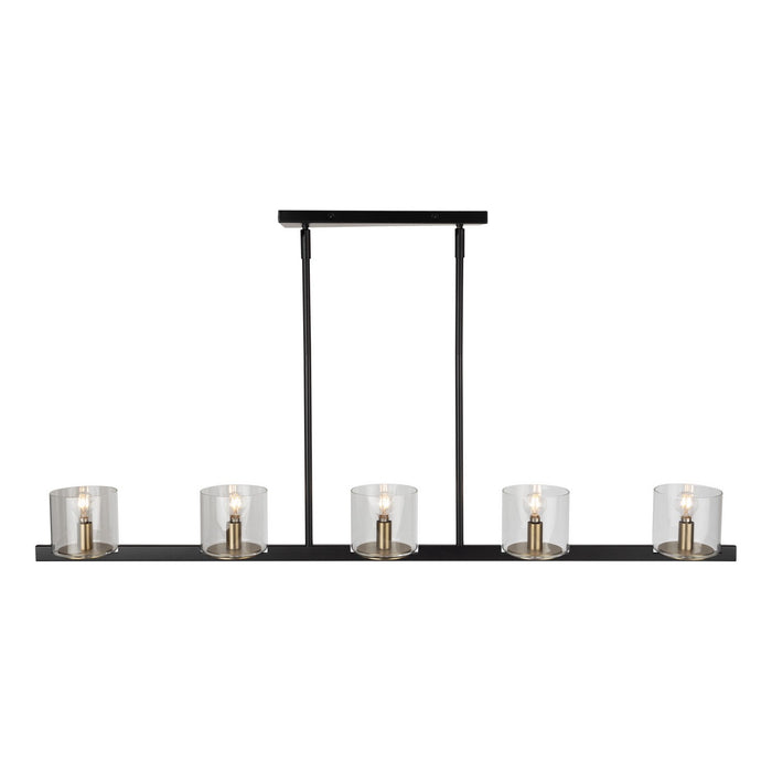 Artcraft Five Light Island Pendant from the Salinas collection in Black and Brass finish