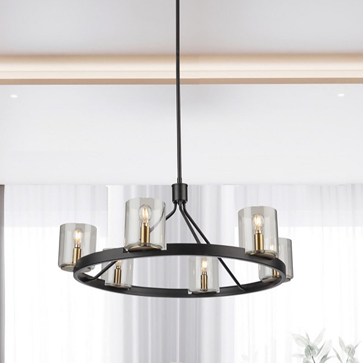 Artcraft - AC11826BB - Six Light Chandelier - Salinas - Black and Brass