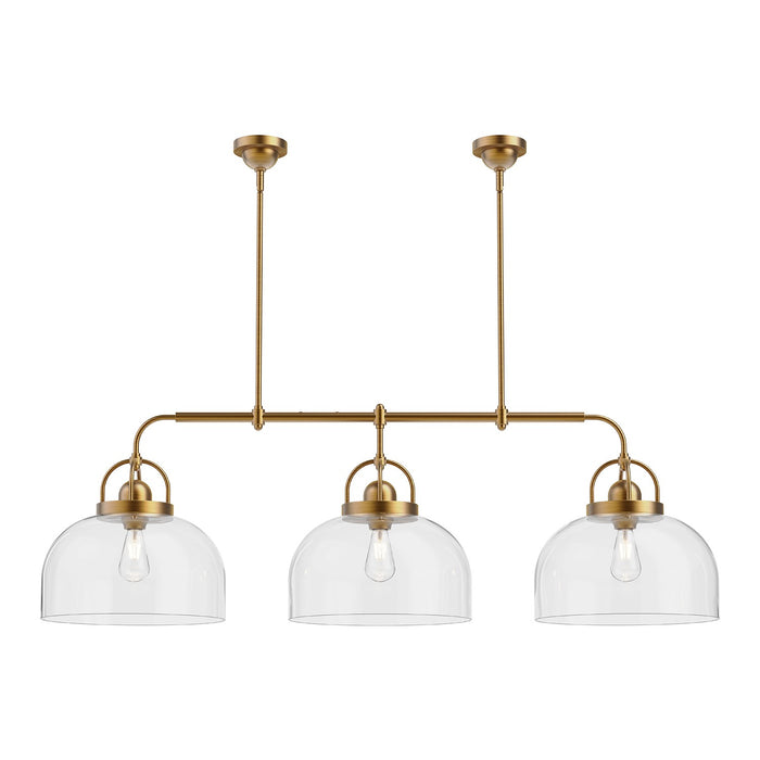 Alora Three Light Linear Pendant from the Lancaster collection in Aged Gold|Chrome|Matte Black finish