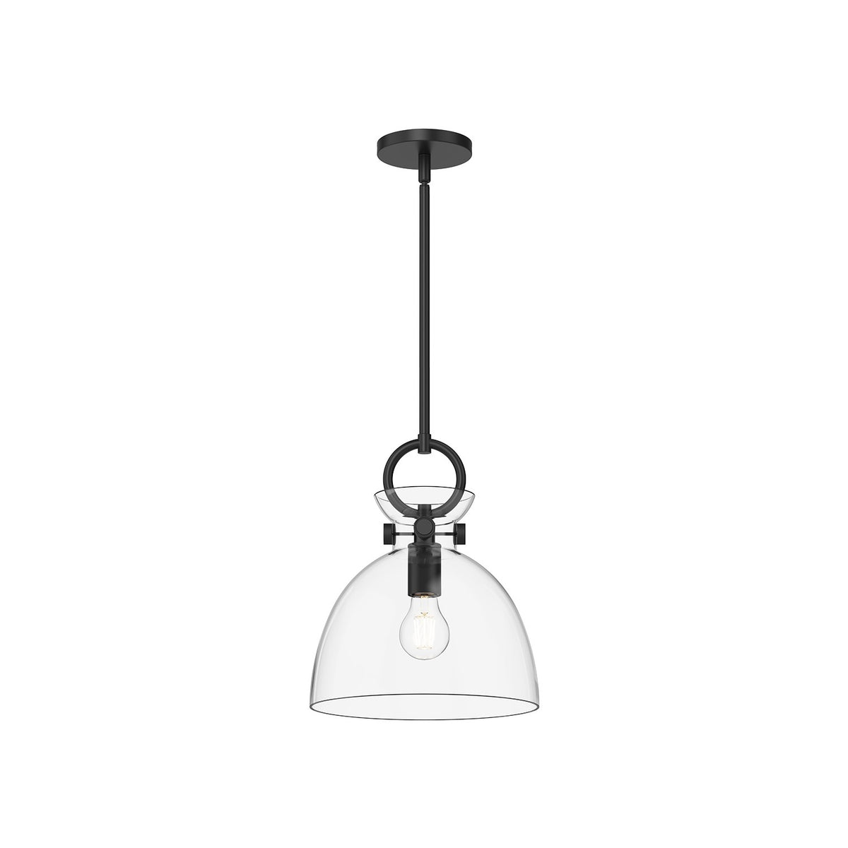 Alora - PD411811MBCL - One Light Pendant - Waldo - Matte Black/Clear Glass