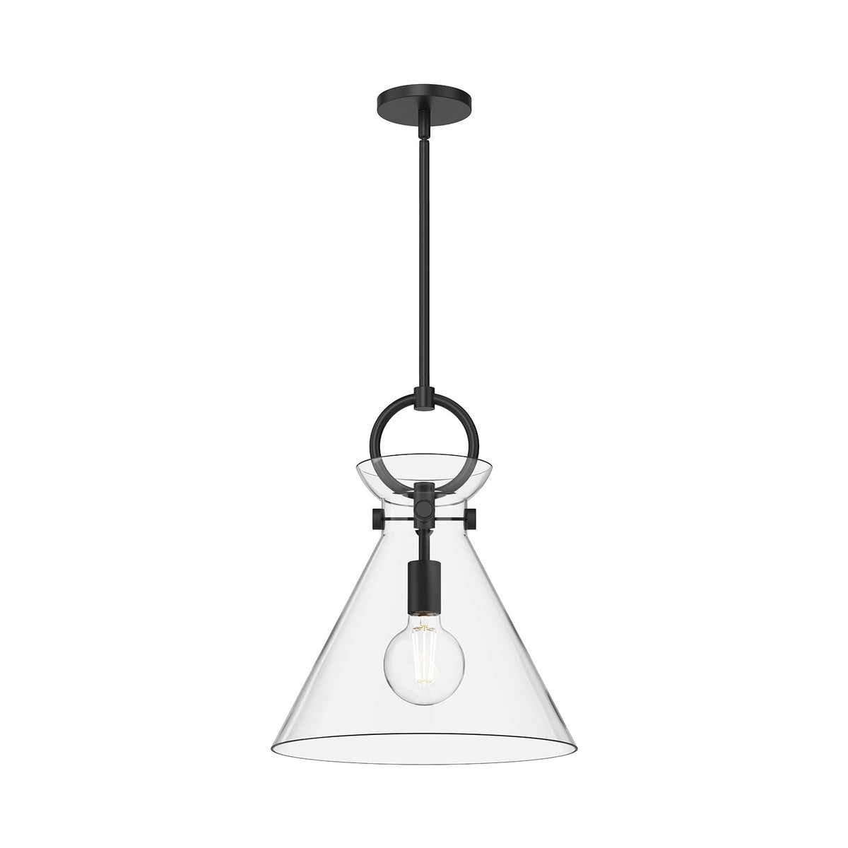 Alora - PD412514MBCL - One Light Pendant - Emerson - Matte Black/Clear Glass